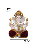 dimensions on Image of a Large Sized Ganesha Idol with colored dhoti and decorations. Perfect Gift for House warming