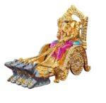 Image of a Small size Ganesha Car Dashboard Idol riding a rath