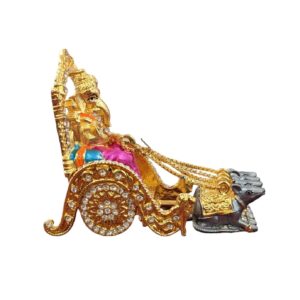 Image of a Small size Ganesha Car Dashboard Idol riding a rath