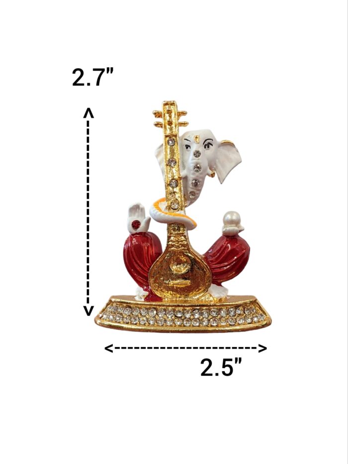 dimensions on the Image of Ganesha Car dashboard Idol holding a veena