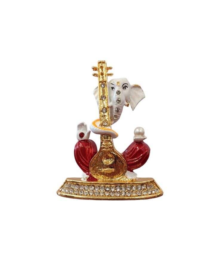 Image of Ganesha Car dashboard Idol holding a veena