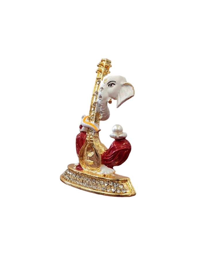 side view Image of Ganesha Car dashboard Idol holding a veena