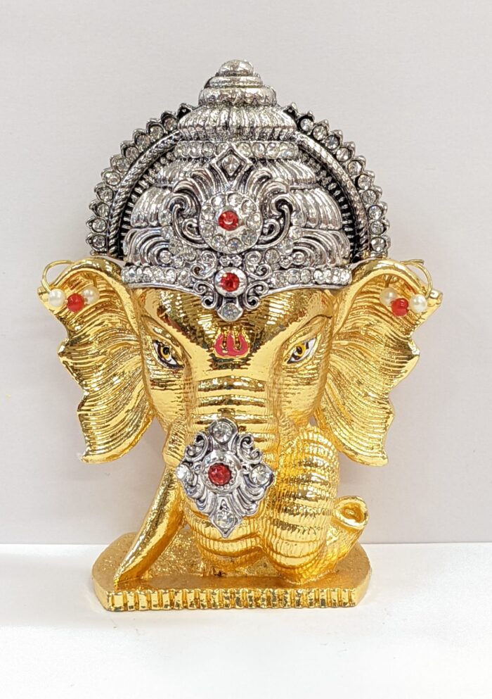 Car dashboard Idol of Ganesha with beautiful golden and silver plating