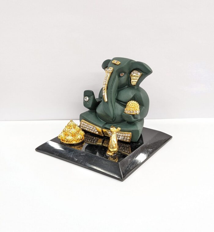 Premium statue of Ganesha on a platform , Perfect for gifts and home mandir - side view