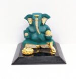 Premium statue of Ganesha on a platform , Perfect for gifts and home mandir - Light Green