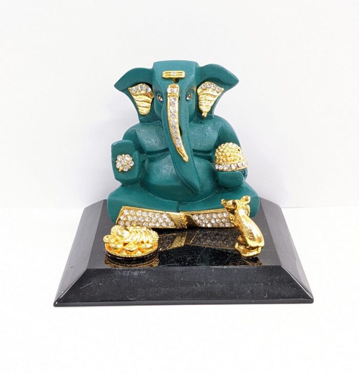 Premium statue of Ganesha on a platform , Perfect for gifts and home mandir - Light Green