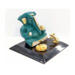 side view Premium statue of Ganesha on a platform , Perfect for gifts and home mandir - Light Green