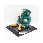 side view - Premium statue of Ganesha on a platform , Perfect for gifts and home mandir - Light Green