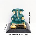 Premium statue of Ganesha on a platform , Perfect for gifts and home mandir - Light Green with dimensions