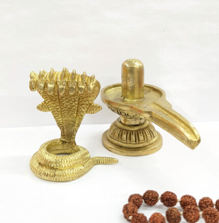 Image of Brass Shivling with naagraj