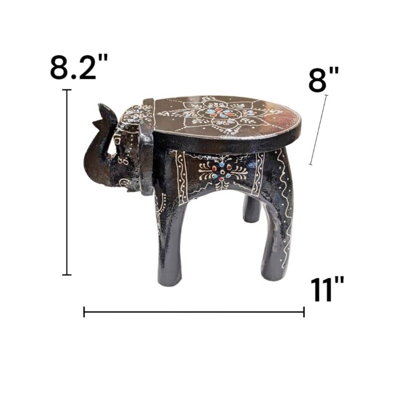Wooden Elephant Stool - Black | Home Decor from India