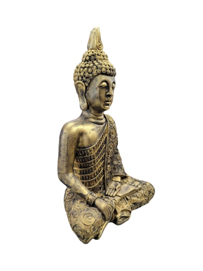 Meditating Buddha statue - Gold Antique | Large - 15 inch - Image 5