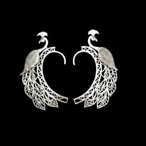 Brass ear cuffs - Peacock