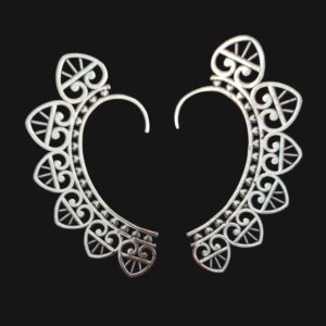 Brass Ear cuffs | Pair of Silver Oxidized Earrings - SB14