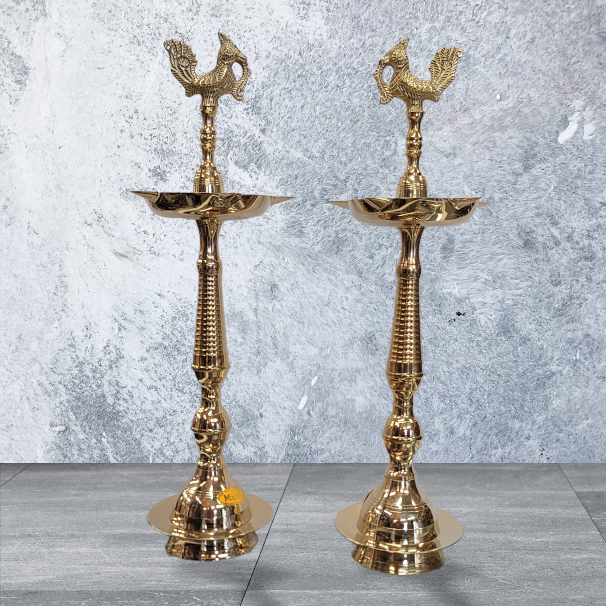 Pair of Kerala Lamps - Murga .Brass Lamps in Canada and the US.