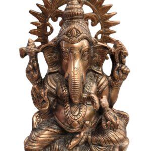Close up view Large copper Ganesha Statue - 16 Inches in Canada and the US