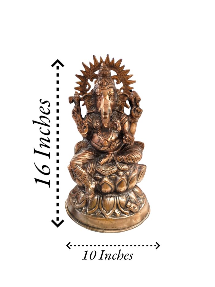 dimensions on Large copper Ganesha Statue - 16 Inches in Canada and the US