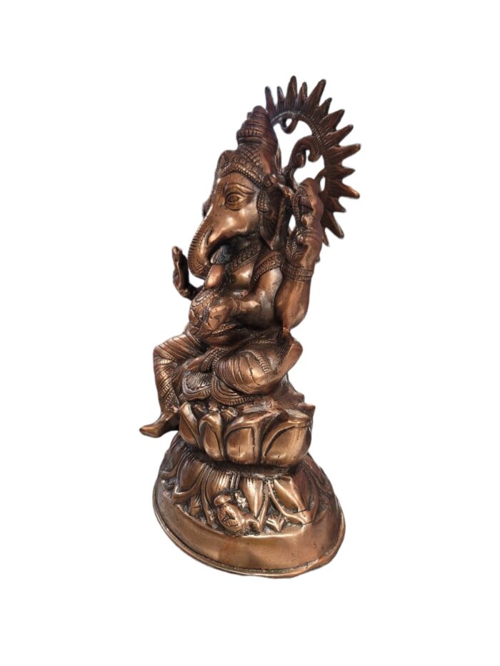 side view Large copper Ganesha Statue - 16 Inches in Canada and the US