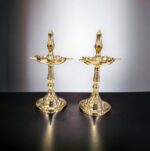 Pair of small Brass Kerala Lamps available for sale in Canada and the US.