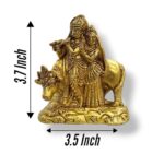 Brass Radha Krishna with cow statue