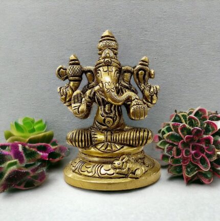 Unique brass Ganesha Idol - Perfect gift for house warming and anniversary