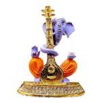 Image of Ganesha Car dashboard Idol holding a veena - purple