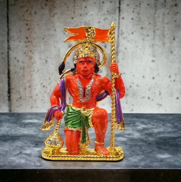 Hanuman with Dhawja Car Dashboard Idol