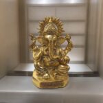 Metal Ganesha Statue - Suraj Ganesha - with shri Ganeshay Namah embossed on it