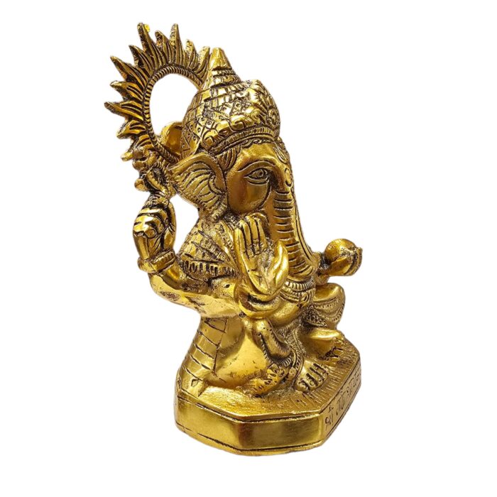 Metal Ganesha Statue - Suraj Ganesha - with shri Ganeshay Namah embossed on it