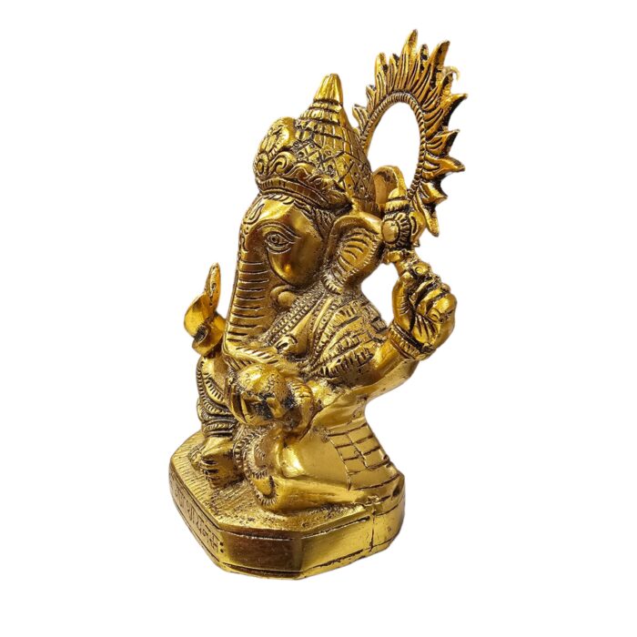 Metal Ganesha Statue - Suraj Ganesha - with shri Ganeshay Namah embossed on it