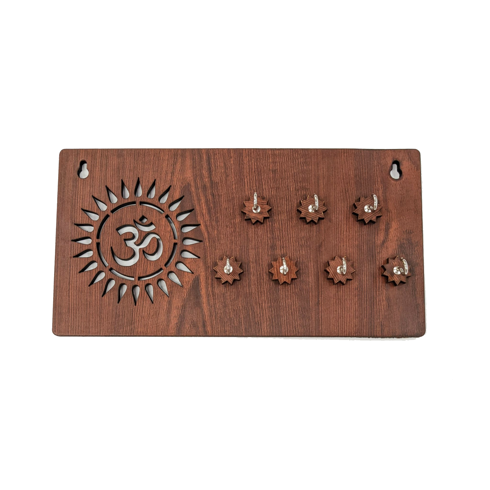 image of wooden Key chain holder with Om symbol