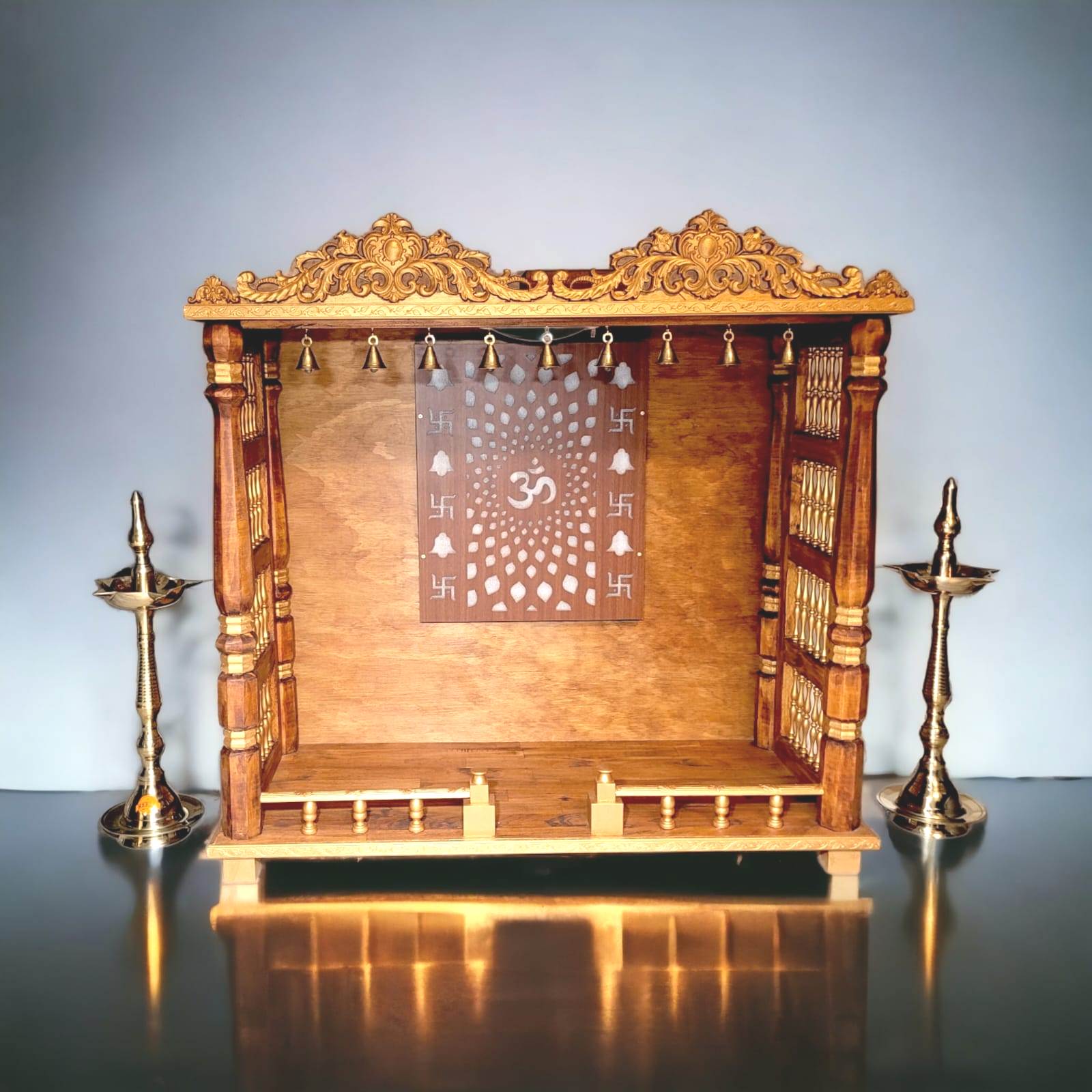 Image of a Large sized wooden mandir for home in Canada and the US