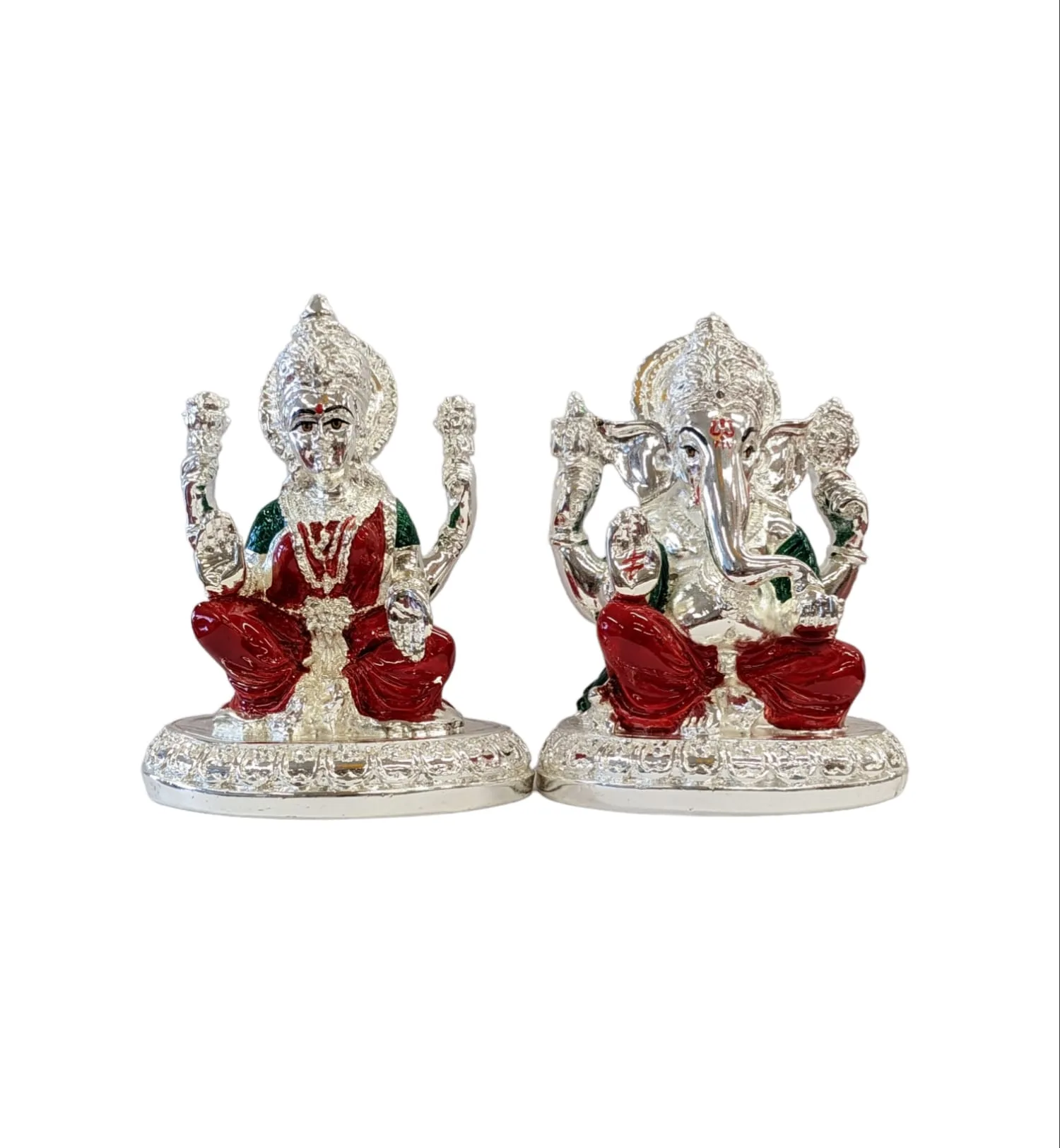 image of Lakshmi Ganesha Pure silver coated Idol
