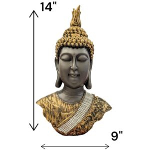Dimensions of Buddha Bust Statue | Medium -14 inch