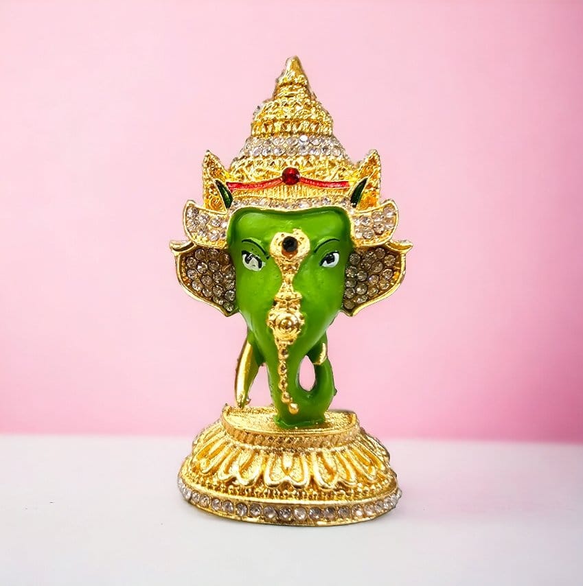 car dashboard idol - ganesha face green 1 Car dashboard idol of Ganesh - Face of Ganesha - Green