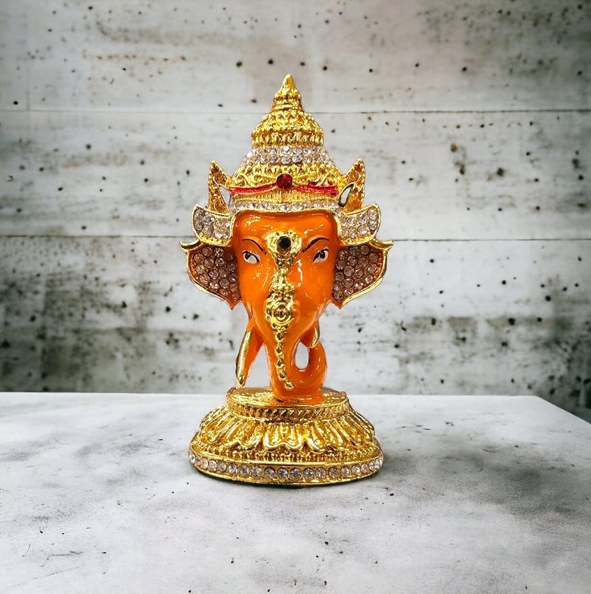 car dashboard idol - ganesha face orange 1 Car dashboard idol of Ganesh - Face of Ganesha - Orange