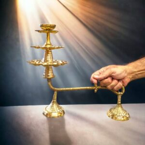 Brass Ganga Aarti 4 Tier Lamp | Large Aarti Diya