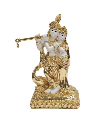 Image of a Gold plated Radha Krishna idol