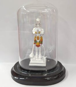 Pure silver Hanuman Idol inside a dome