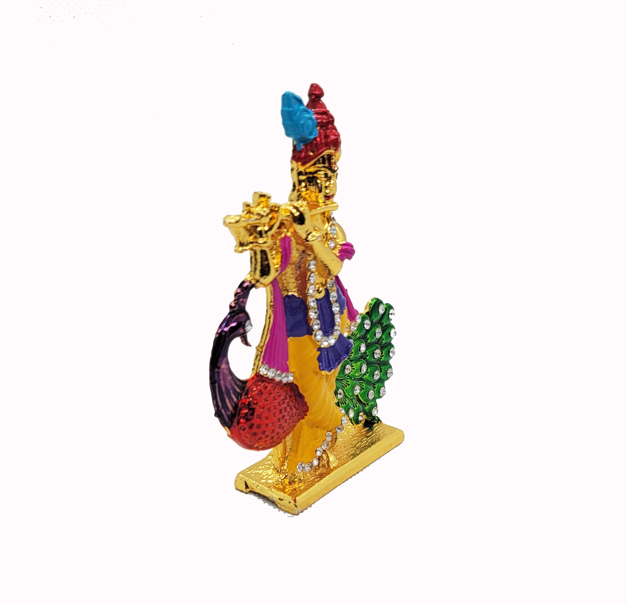 Image of krishna car dashboard idol with peacock