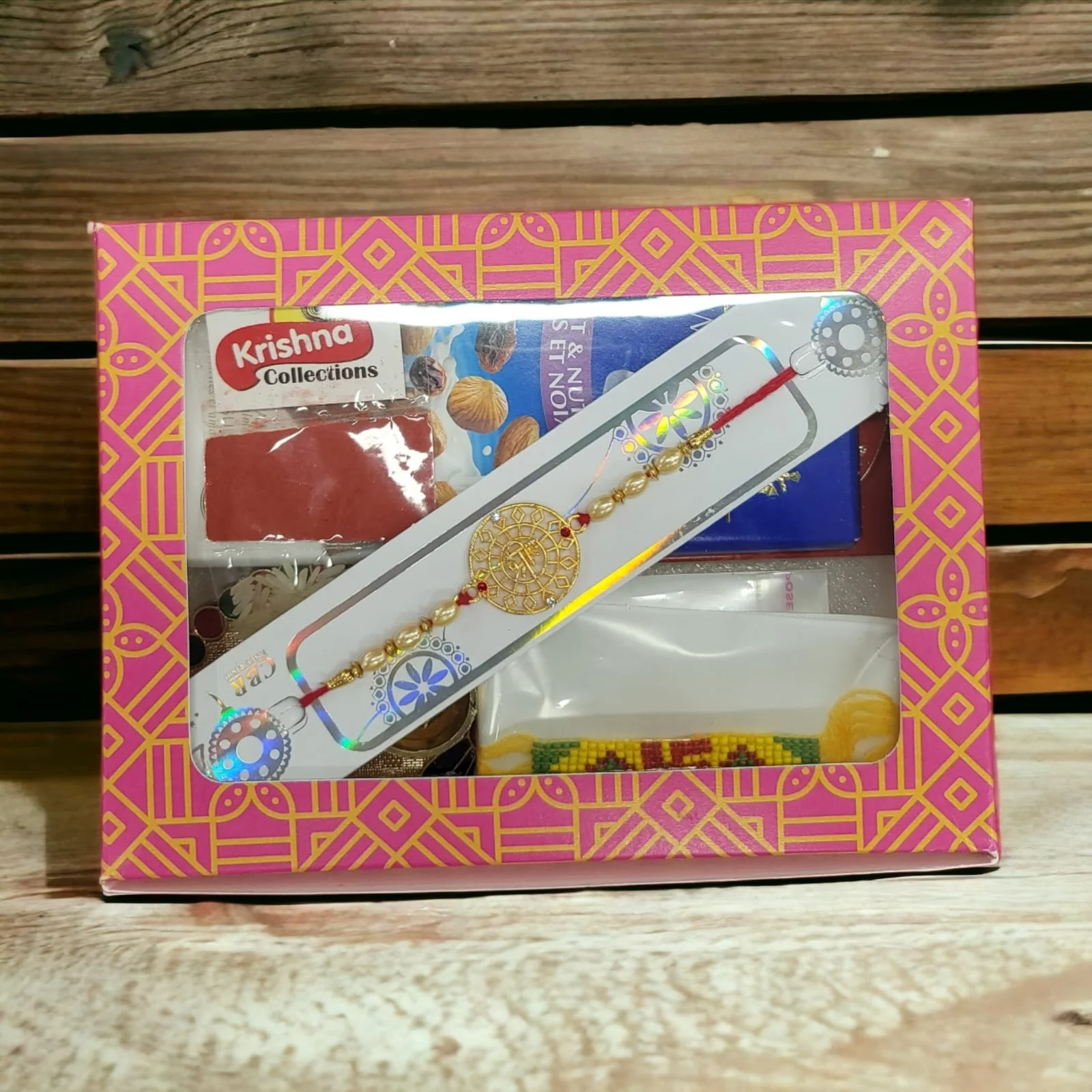 Image of a rakhi hamper for quick delivery in Canada and the US