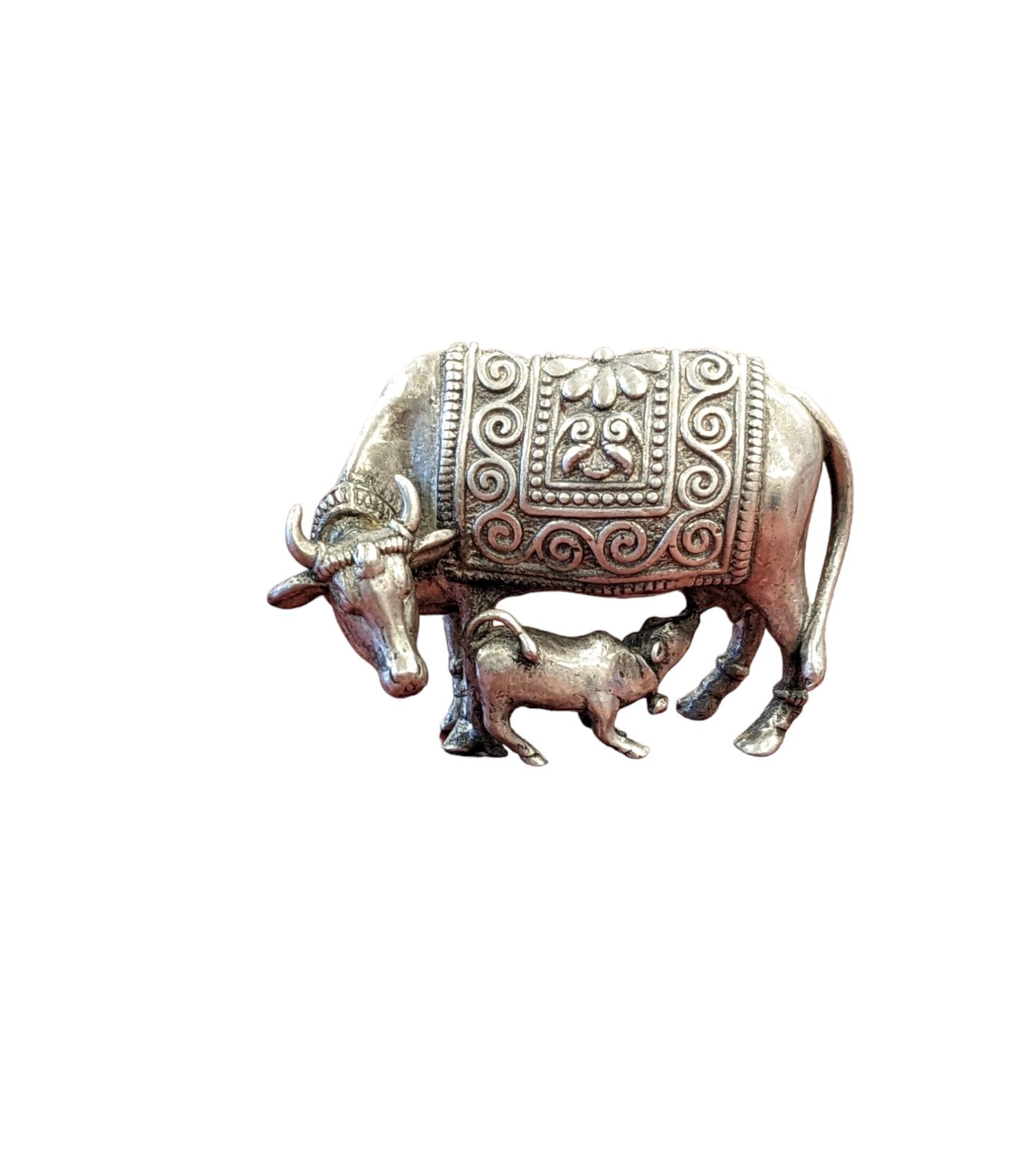 Pure Silver Kamdhenu Cow and the Calf