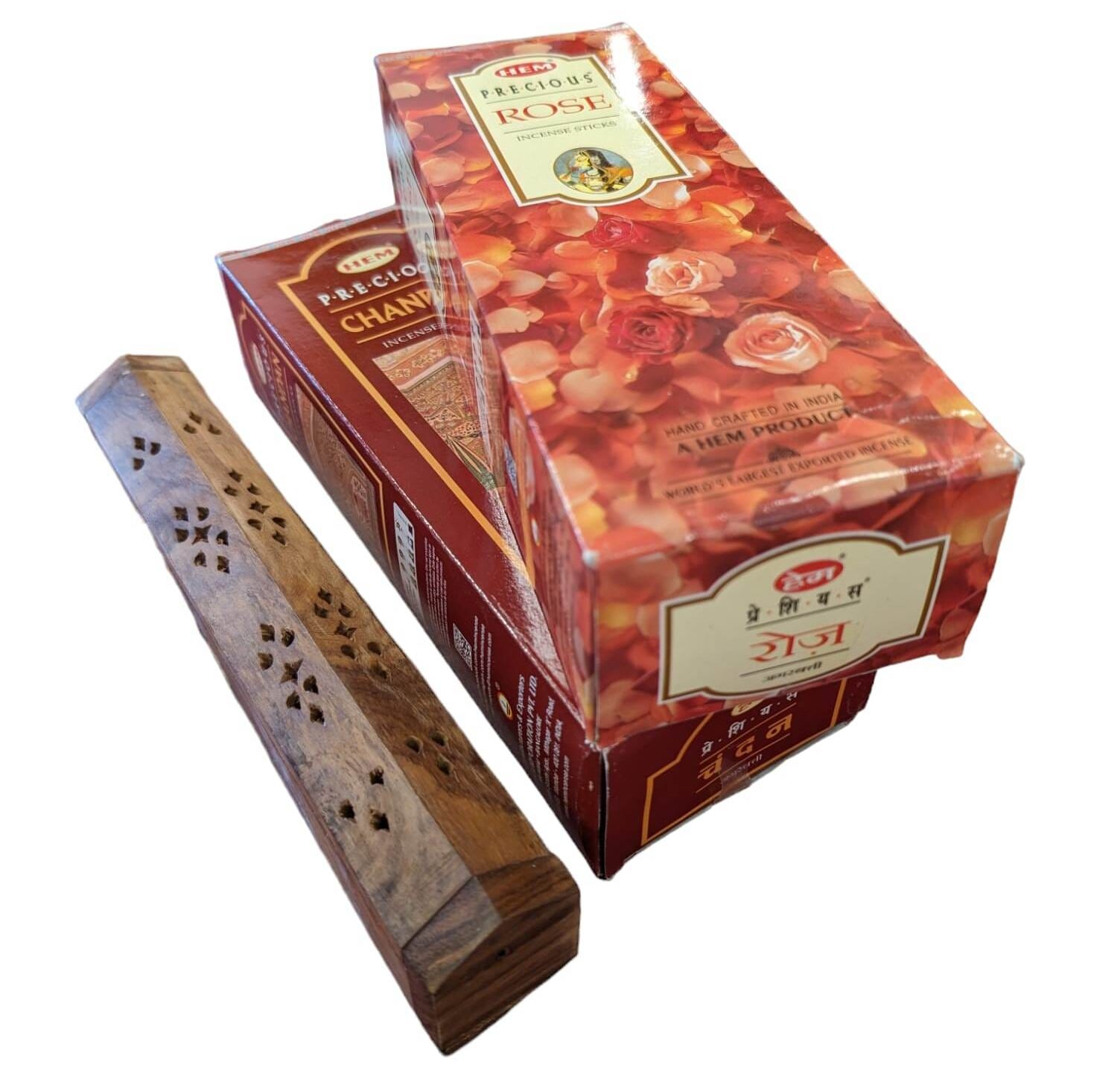 image of a wooden Incense holder box with hem incense stick wholesale packs