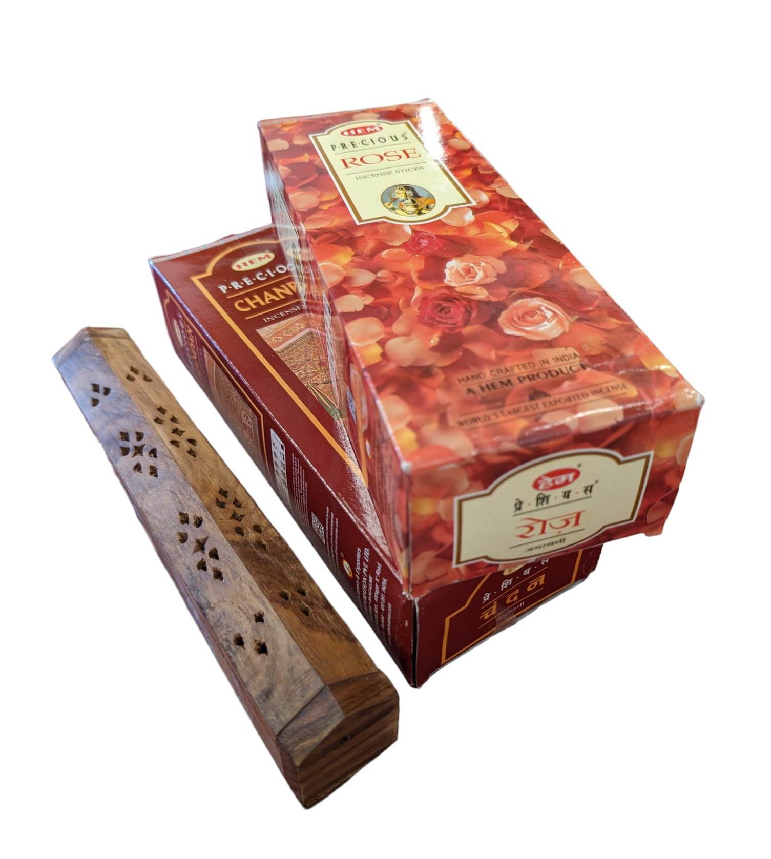 image of a wooden Incense holder box with hem incense stick wholesale packs