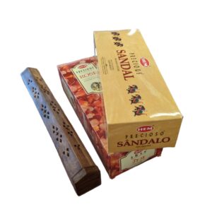 Image of wooden Incense holder with hem incense sticks combo