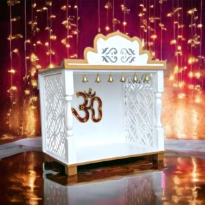 Image of a white gold colored wooden home temple in Canada and USA