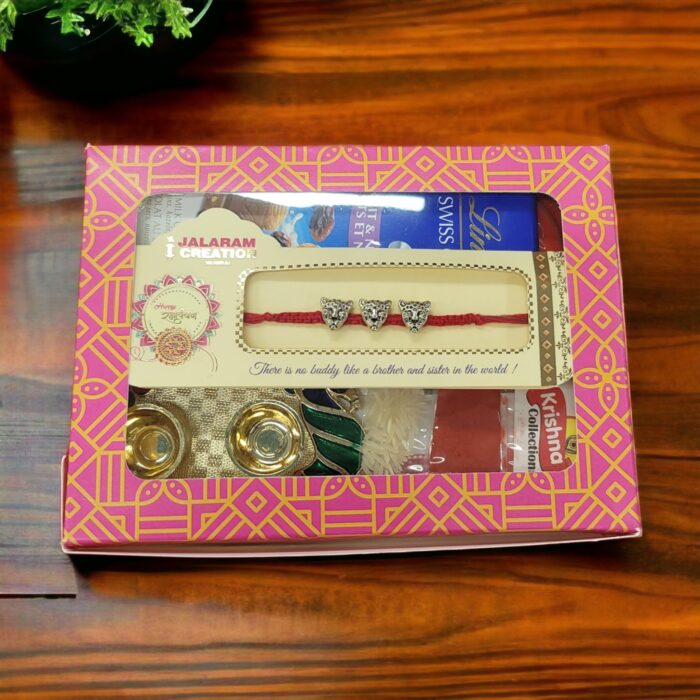 Image of Sher Rakhi with Lindt Chocolate hamper , Send Rakhi to Canada from India at lowest prices using krishnacollections website