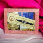 Kundan rakhi with lindt chocolate hamper