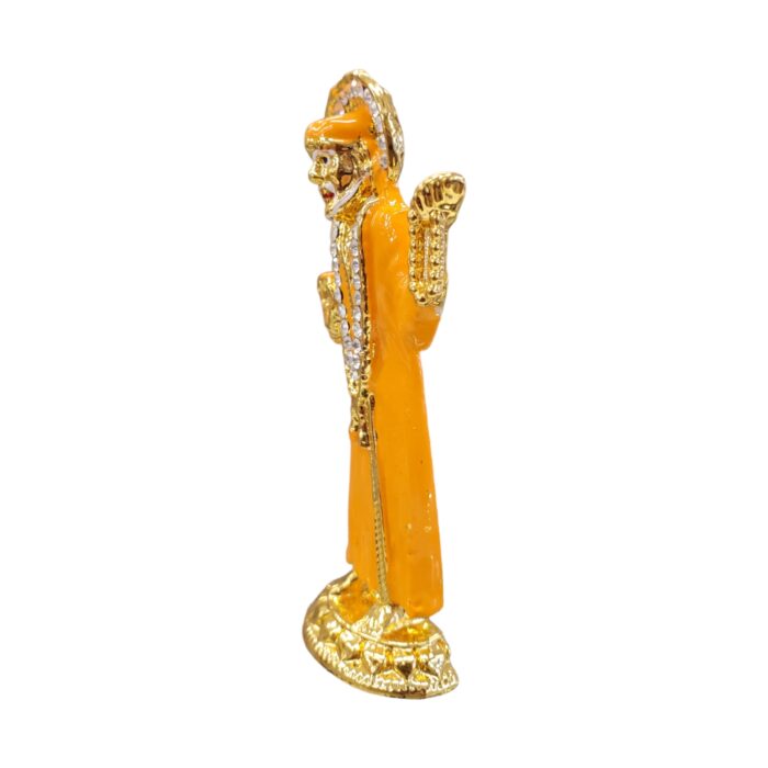 Buy Sai Baba car dashboard idol in Canada and US. Orange Sai Baba idol on a white background (side view).