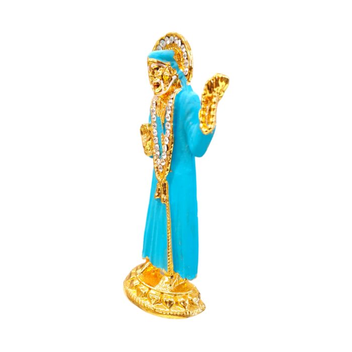 Buy Sai Baba car dashboard idol in Canada and US. Blue Sai Baba idol on a white background (side view).